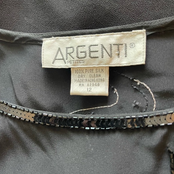 VTG Argenti Beaded 100% Silk Black Midi Dress - Picture 8 of 10